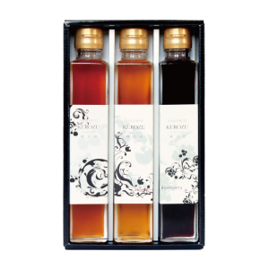 福山黒酢 桷志田 ギフトセット 生フルーツ黒酢 アンサンブル (青梅/ブルーベリー/りんご)