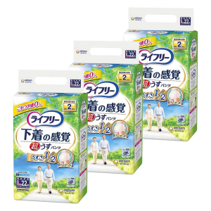 ユニ・チャーム ライフリー 下着の感覚 超うす型パンツ Lサイズ 計66枚 (22枚×3袋)
