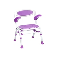 島製作所  折りたたみシャワーチェア 楽湯DX　ひじ掛け付 パープル