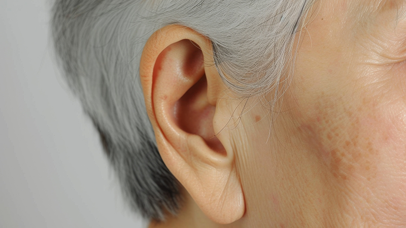 聞こえにくい高齢者女性の耳