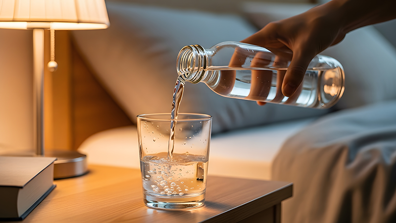 ベッド横の水