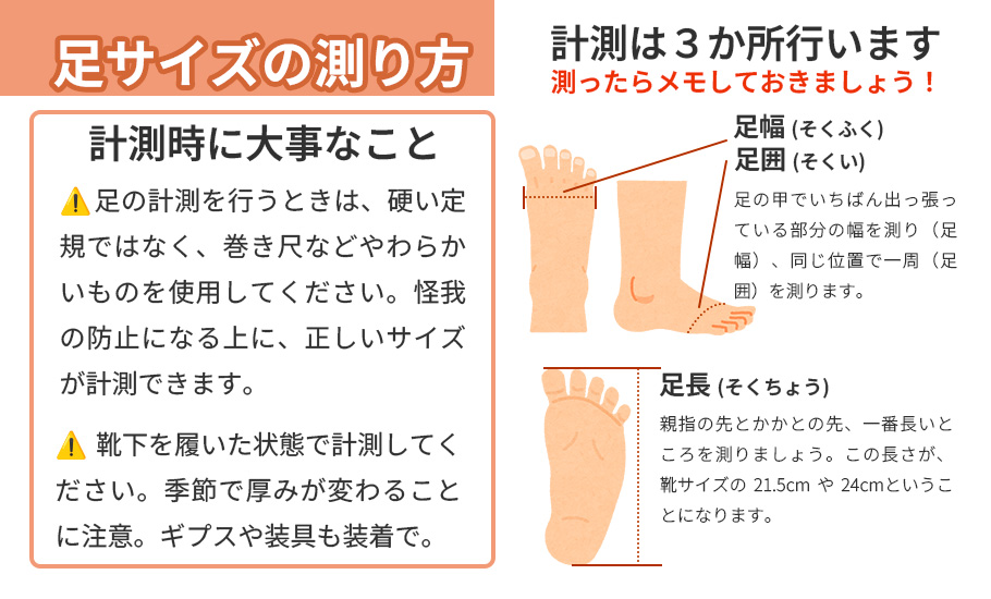 靴を購入するときに必要な足のサイズの測り方